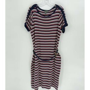 Lauren Ralph Lauren Women's Multicolor Striped Belted T-Shirt Dress Size 1X